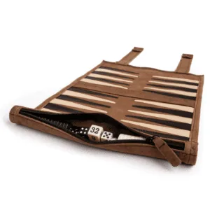 Backgammon reisespill i ekte skinn mocca - Reisespill.no